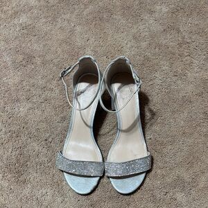 Elegant Silver Heels with Rhinestone Detailing